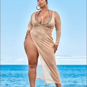 Fashion to Figure Gold Metallic Mesh Cover Up